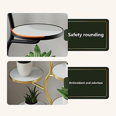 Rolling Multi-Tier Indoor Plant Stand with Wheels, Metal Corner Plant Shelf for Home or Balcony