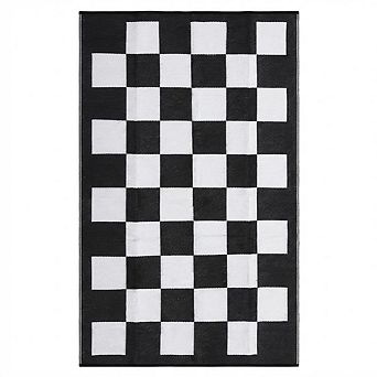 Outdoor Area Rug, Plastic Checkered Rug for Patio,Non-Slip Easy-Clean Stain-Resistant