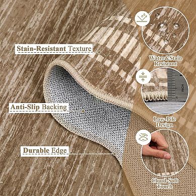 Modern Geometric Scalloped Area Rugs for Living Room, Machine Washable