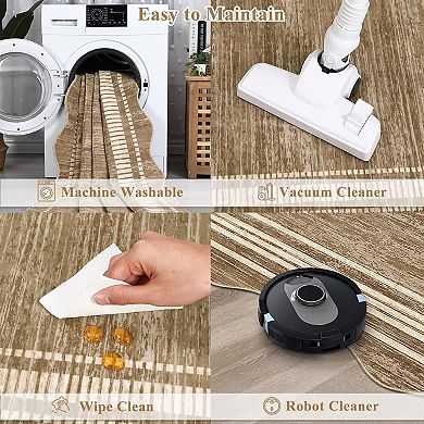 Modern Geometric Scalloped Area Rugs for Living Room, Machine Washable