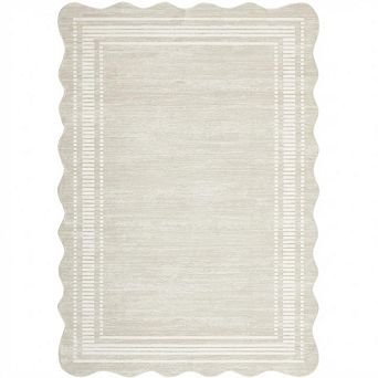 Modern Geometric Scalloped Area Rugs for Living Room, Machine Washable