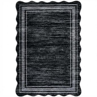 Modern Geometric Scalloped Area Rugs for Living Room, Machine Washable