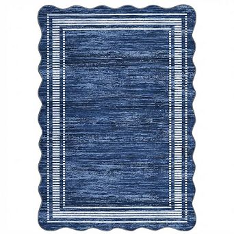 Modern Geometric Scalloped Area Rugs for Living Room, Machine Washable