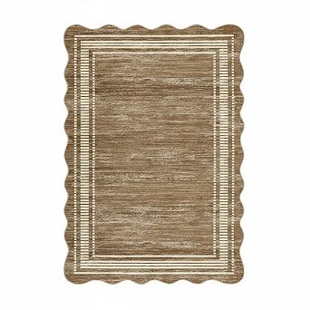 Modern Geometric Scalloped Area Rugs for Living Room, Machine Washable