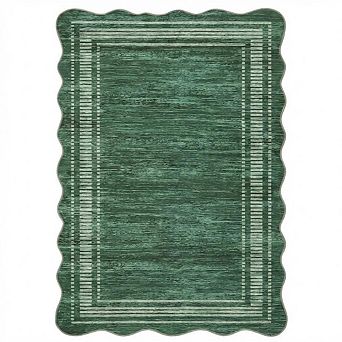 Modern Geometric Scalloped Area Rugs for Living Room, Machine Washable