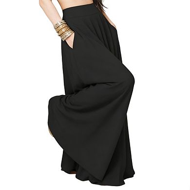 Womens Maxi Skirt High Waist Side Pockets Flowy Soft Elegant Casual Skirts