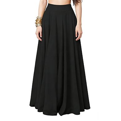Womens Maxi Skirt High Waist Side Pockets Flowy Soft Elegant Casual Skirts