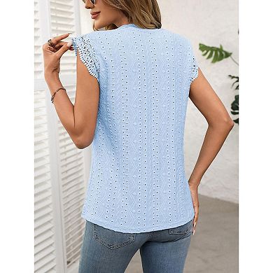 Womens Crewneck Blouses Trendy Sleeveless Ruffle Tank Tops Ruched Loose Basic Shirts