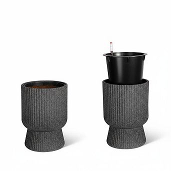 14 Inch Plant Pots, Self Watering Planters Set of 2 with Drainage Holes,with Water Level Monitor