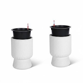 14 Inch Plant Pots, Self Watering Planters Set of 2 with Drainage Holes,with Water Level Monitor