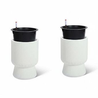 14 Inch Plant Pots, Self Watering Planters Set of 2 with Drainage Holes,with Water Level Monitor
