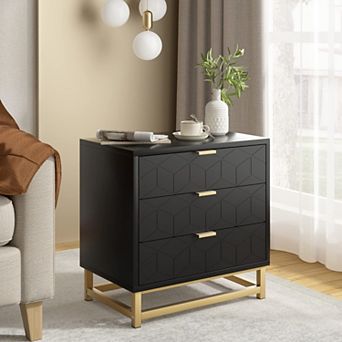 3-Drawer Wood Dresser, Modern Storage Chest for Bedroom Closet or Nightstand