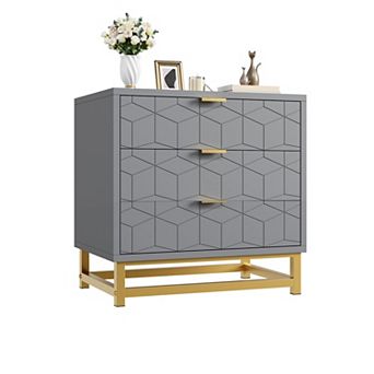 3-Drawer Wood Dresser, Modern Storage Chest for Bedroom Closet or Nightstand