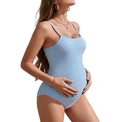 Women's Maternity 1 Piece Swimsuit Sleeveless Square Neck Adjustable Straps Ruched Side Bikini