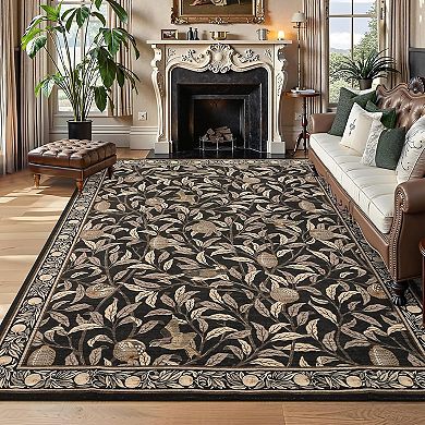 Botanical Soft Non Slip Throw Rugs，Modern Low Pile Non Shedding Washable Decor Carpet