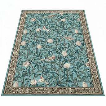 Botanical Soft Non Slip Throw Rugs，Modern Low Pile Non Shedding Washable Decor Carpet