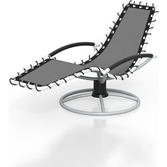 360° Swivel Outdoor Chaise Lounge with Textilene Fabric for Patio & Pool