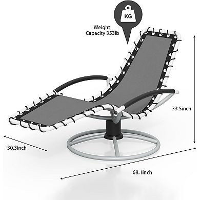 360° Swivel Outdoor Chaise Lounge with Textilene Fabric for Patio & Pool