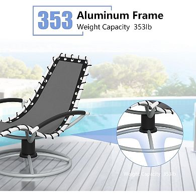 360° Swivel Outdoor Chaise Lounge with Textilene Fabric for Patio & Pool