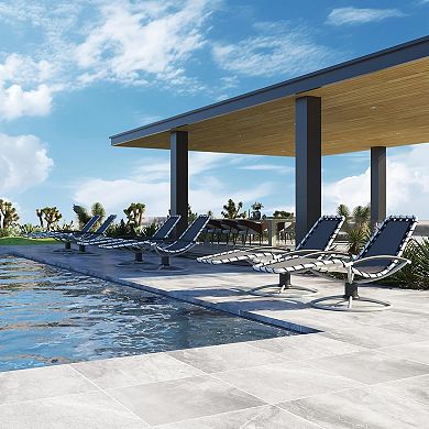 360° Swivel Outdoor Chaise Lounge with Textilene Fabric for Patio & Pool