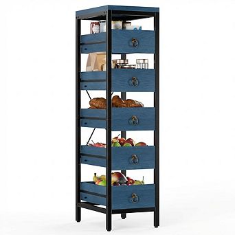 5-Drawers Storage Cabinet, Metal Frame and Solid Wood Drawers, for Kitchen, Bedroom, Living Room