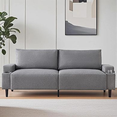 Deep Seat 3-Seater Couch，Modern Sofa with Cup Holders，Extra-Spacious 21-Inch Deep Seat