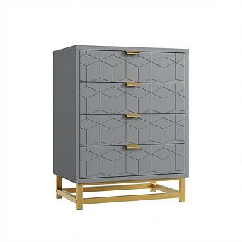 4-Drawer Dresser with Metal Legs, Wide Storage Chest for Living Room, Wooden Storage Cabinet