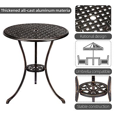 3-Piece Cast Aluminum Bistro Set Table + 2 Chairs, Maintenance-Free