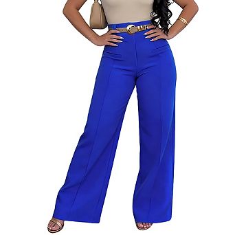 Women's Wide Leg Pants High Waist Side Pockets Casual Dressy Long Pants