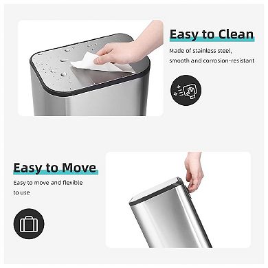 8 Gallon/30 L Trash Can, Stainless Steel Trash Can with Soft-Close Lid