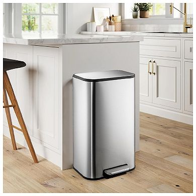 8 Gallon/30 L Trash Can, Stainless Steel Trash Can with Soft-Close Lid
