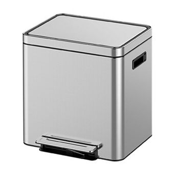 Dual Compartment Kitchen Trash Can - 8 Gal (2 x 15L) Stainless Steel Step Recycling Bin