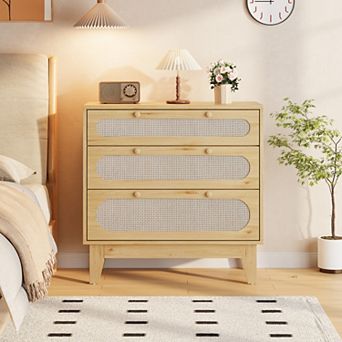3 Drawer Dresser for Bedroom, Wide Modern Chest of Drawers