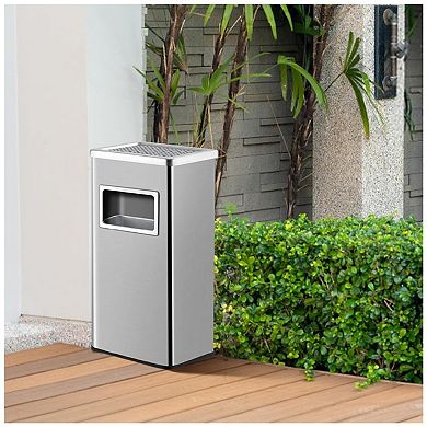 Heavy Duty 30L Stainless Steel Kitchen Trash Can with Lid and Removable Inner Bucket