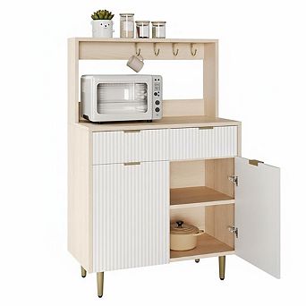 Sideboard Buffet Cabinet with Storage and Hook, Coffee Bar with Adjustable Shelves