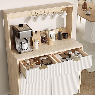 Sideboard Buffet Cabinet with Storage and Hook, Coffee Bar with Adjustable Shelves