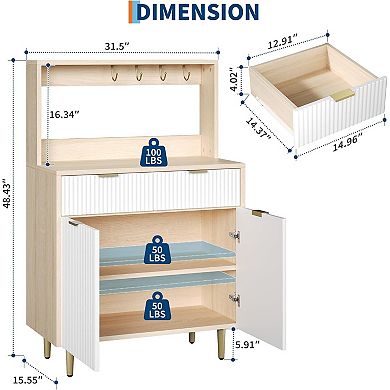 Sideboard Buffet Cabinet with Storage and Hook, Coffee Bar with Adjustable Shelves