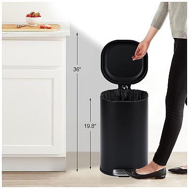 8 gal Step-Open Trash Can with Soft-Close Lid, Modern, Minimalistic for Home