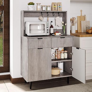 Sideboard Buffet Cabinet with Storage and Hook, Coffee Bar with Adjustable Shelves