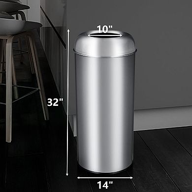 Commercial Open Top Trash Can, 17 Gallon / 65L Stainless Steel Industrial Garbage Bin