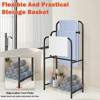 3-Tier Metal Towel Rack Freestanding with Storage Shelves