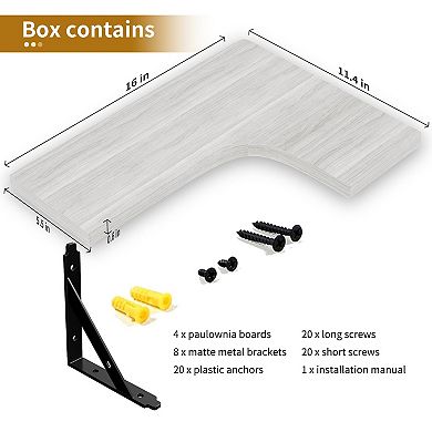 Set of 4 Rustic Corner Floating Shelf Sets Wall Mounted Display Storage