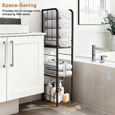 3-Tier Slim Freestanding Towel Rack with Shelf