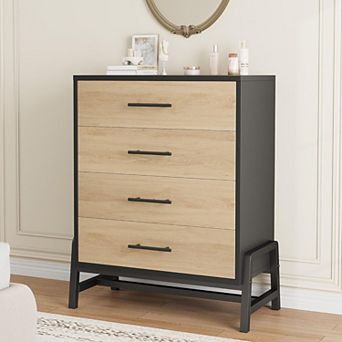4 Drawer Dresser for Bedroom, 38.6" Tall Chest of Drawers, Freestanding Wooden Storage Dresser
