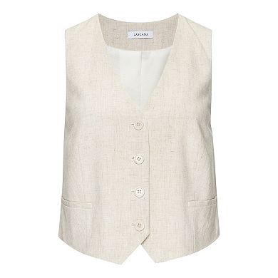 Lascana Women's Linen Button Up Vest