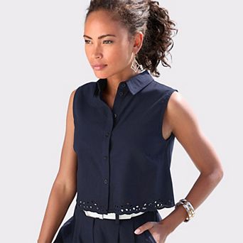 Lascana Women's Eyelet Detail Button Down Blouse