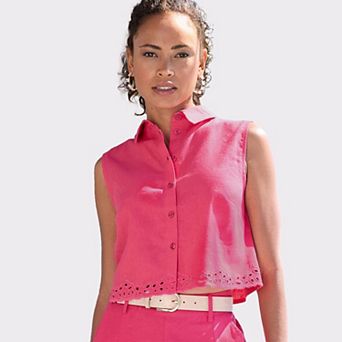 Lascana Women's Eyelet Detail Button Down Blouse