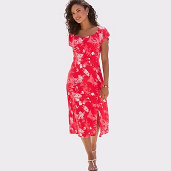 Lascana Women's Floral Sweetheart Neckline Dress