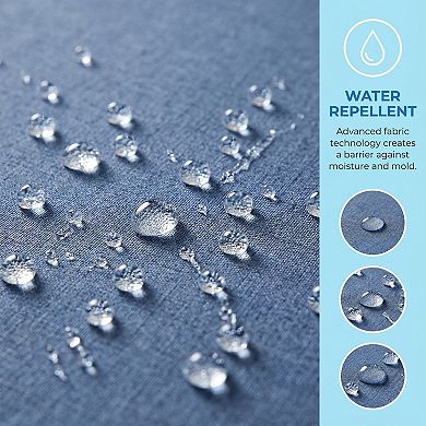 Faux Linen Shower Curtain, Solid Bath Curtain Sets with 12 Hooks, Waterproof for Bathroom