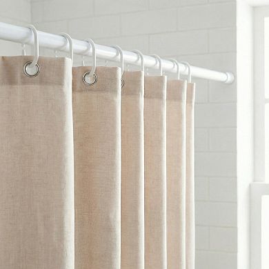 Solid Color Trimmed Shower Curtain with Tassel, Shower Curtain Sets with 12 Hooks Water-Repellent
